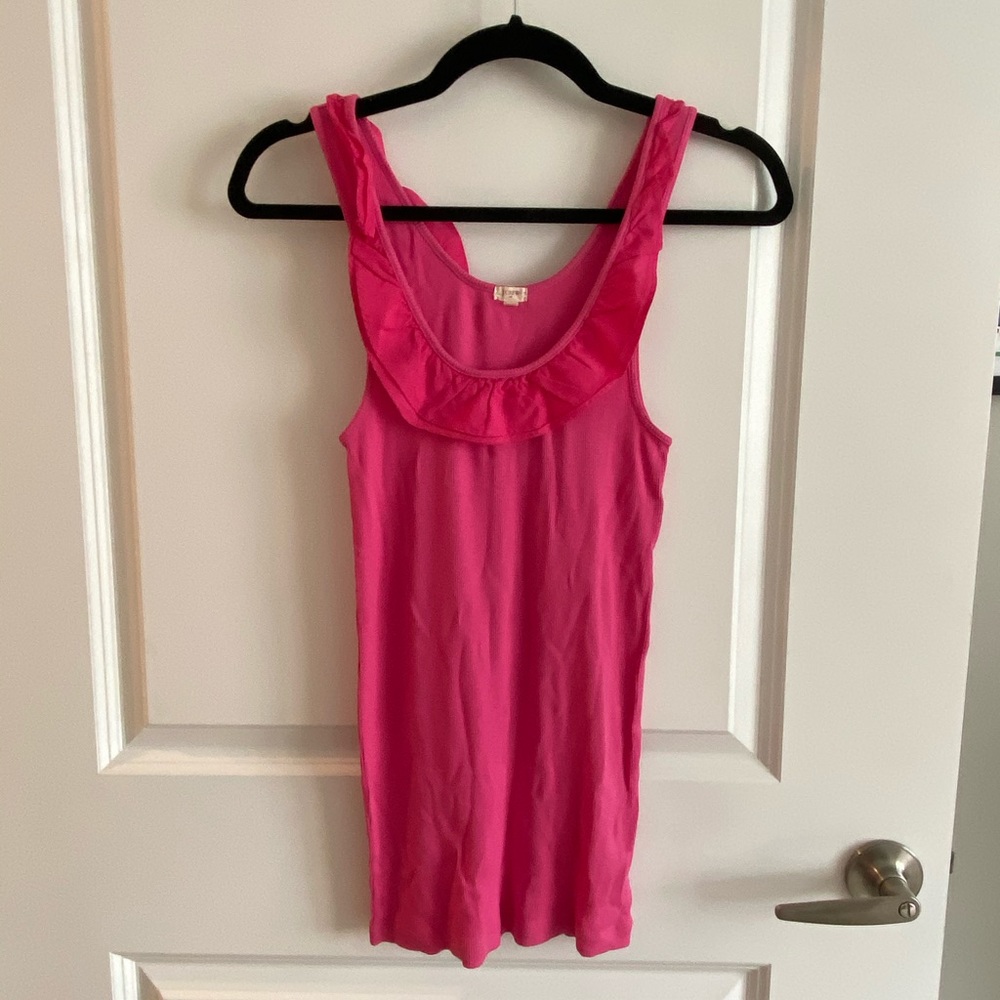 J Crew pink ruffle tank